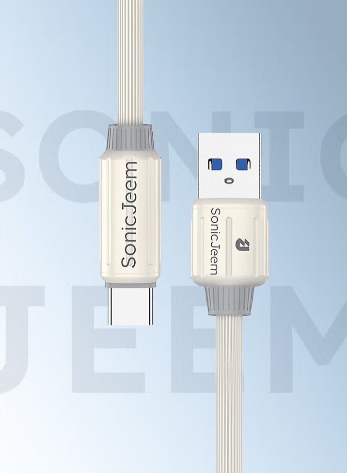 SONIC JEEM AE-Sonic Game Fast Charging 3.0A TYPE-C TO USB Cable, Tangle-Free, 1m, Supports Fast Charging, White - Image 2