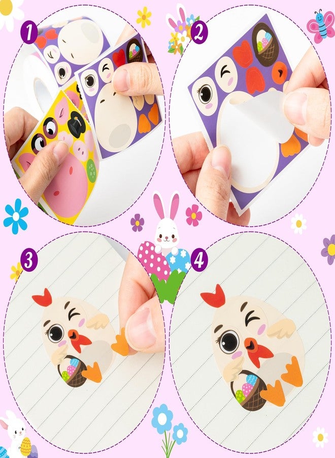 Haooryx Bunny Egg Sticker Rolls - 600Pcs Easter Rabbit Animal Egg Make A Face Stickers Cute Make Your Own Self Adheisve Vinyl Waterproof Water Bottle Laptop Easter Basket Stuffers Birthday Party Favor - Image 4