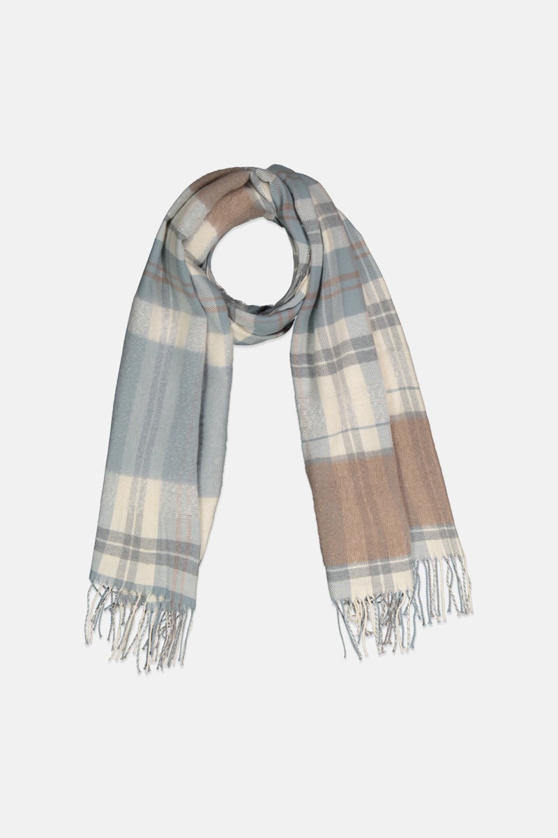 Tchibo Women Checked Woven Scarf 174 x 65 cm, Grey  - Image 1