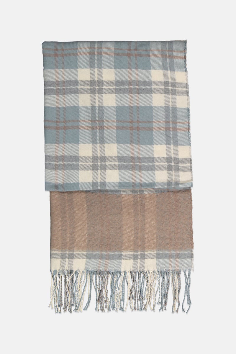 Tchibo Women Checked Woven Scarf 174 x 65 cm, Grey  - Image 2