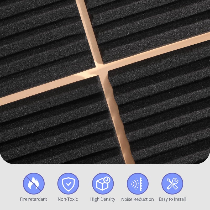 Dmsky 80 Pack Acoustic Foam Panels,1"X 12" X 12"Sound Proof Foam Panels,High Density Sound Absorbing Panels,Soundproof Wedges Panels for Studio Recording & Office & Home - Image 5