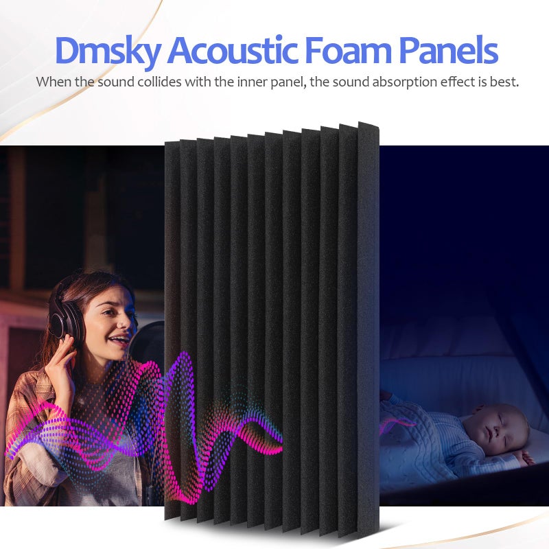 Dmsky 80 Pack Acoustic Foam Panels,1"X 12" X 12"Sound Proof Foam Panels,High Density Sound Absorbing Panels,Soundproof Wedges Panels for Studio Recording & Office & Home - Image 4