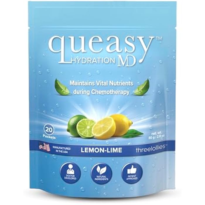 Three Lollies Queasy Hydration MD Packets - Natural Digestive Support During Treatment, Rehydrates, Eases Nausea & Replaces Nutrients - 20 Packets - Image 1