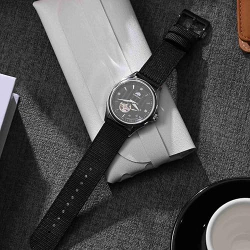 BISONSTRAP Men’s Nylon Watch Bands, Two-Piece Military Watch Straps, Quick Release, Brushed Buckle, 22mm, Black (Black Buckle) - Image 2
