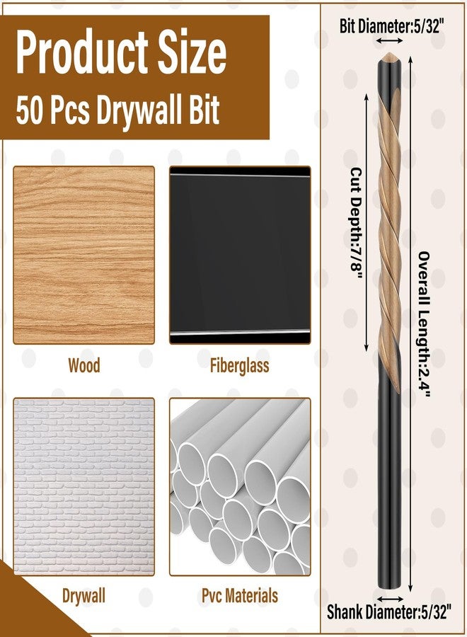 تونديامو مجموعة من 50 قطعة من رؤوس توجيه ألواح الجبس من Tondiamo، مقاس 5/32 بوصة، رؤوس قطع ألواح الجبس M2 عالية السرعة، للاستخدام مع المنشار الحلزوني - Image 2