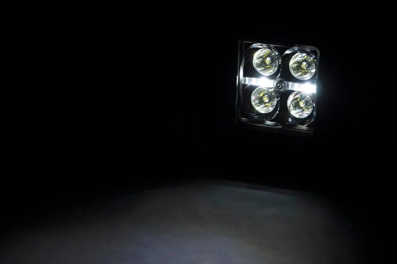 ROUGH COUNTRY Rough Country 2" LED Light Pods with Cool White DRL - (2) 2-inch Black Series Cube LED, Light Covers, Wiring Harness, Spot Lens  - Image 3