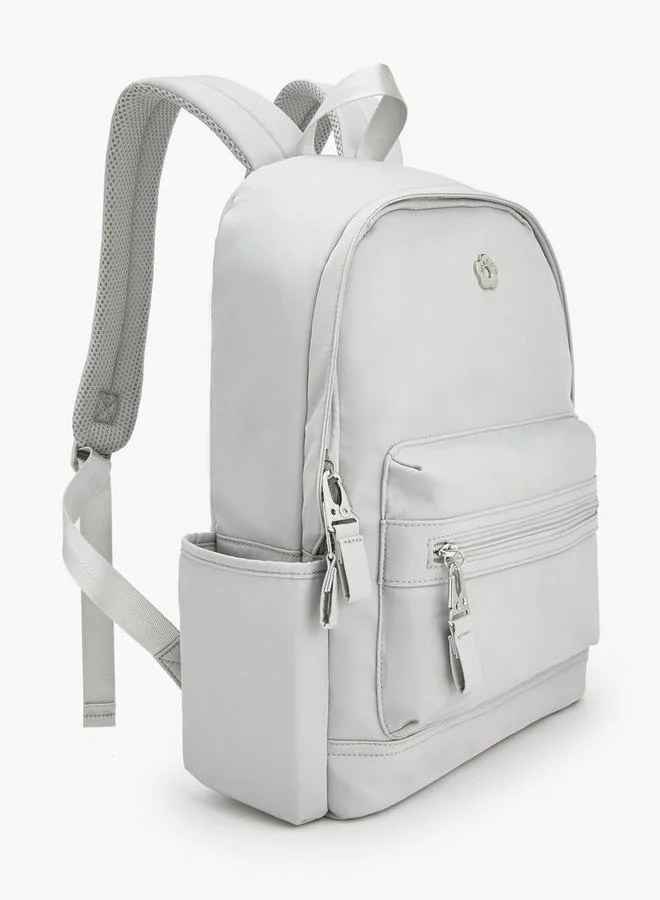 Missy GREY Solid School Backpack With Zip Closure And Adjustable Strap - 20x12x41 CM  | Best Price UAE