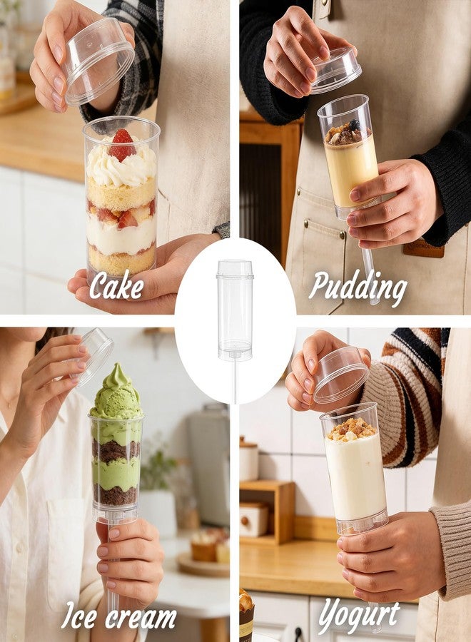 AZYM Cake Push Pop Containers, Cake Pop Stand, Clear Reusable Food-Grade Plastic Dessert Cups with Lids, Cake Pop Holder with Cutter Tool, for Parties, Weddings, Birthdays, DIY Baking Supplies - Image 4