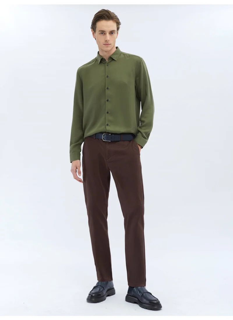 Kip Green Twill Woven Casual Shirt