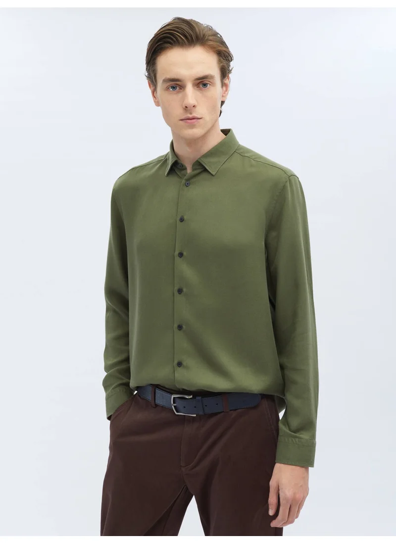 Kip Green Twill Woven Casual Shirt