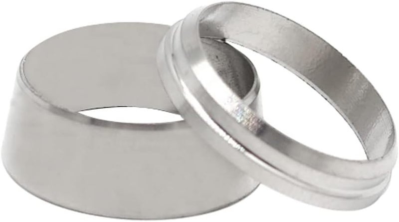 Yoebor Metalwork Stainless Steel 304 Compression Double Ferrule 3/8" Tube OD Sleeve Ring, Pack of 10 Pairs - Image 2