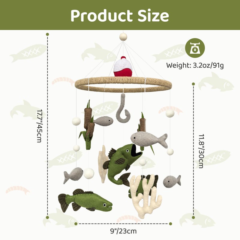 Teeloray Baby Mobile for Crib Fishing Crib Mobile for Boys Handmade Vintage Hunting Nursery Decor for Infant Bedroom Hanging Rustic Lake House Decor Gone Fishing Party Decorations Baby Shower Gift - Image 4