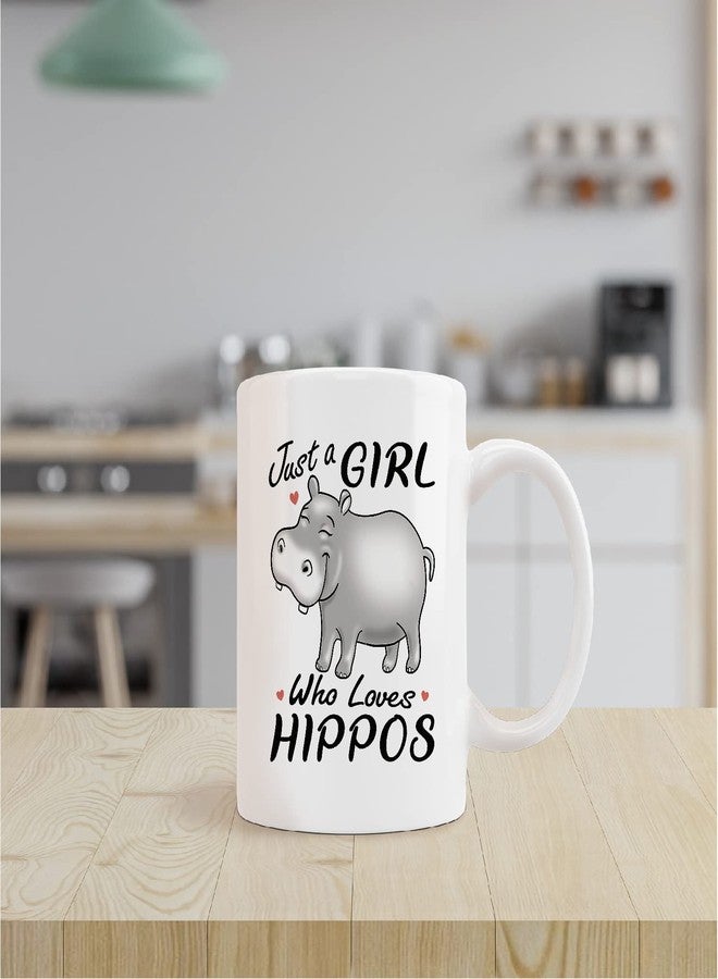 kunlisa Just A Girl Who Loves Hippos Ceramic Mug-11oz Coffee Milk Tea Mug Cup, Wild Animal Cute Cartoon Hippo Mug Cup,Hippo Lovers Gifts,Teens Girls Gifts - Image 2