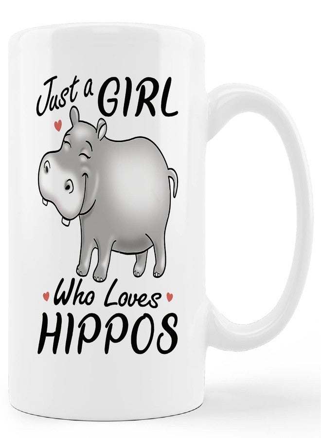 kunlisa Just A Girl Who Loves Hippos Ceramic Mug-11oz Coffee Milk Tea Mug Cup, Wild Animal Cute Cartoon Hippo Mug Cup,Hippo Lovers Gifts,Teens Girls Gifts - Image 1