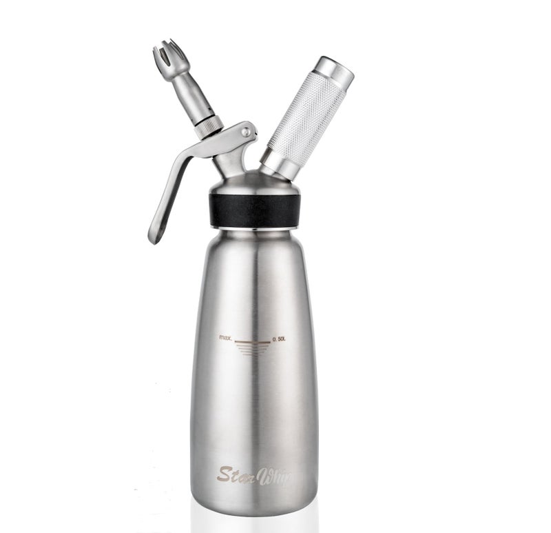 Professional Whipped Cream Dispenser Stainless Steel 304 Highly Durable Cream Whipper 1 Pint 500 ml with 4 Tips and Brush ZEROLEAK Whipping Siphon Canister Gourmet cream Maker SSS