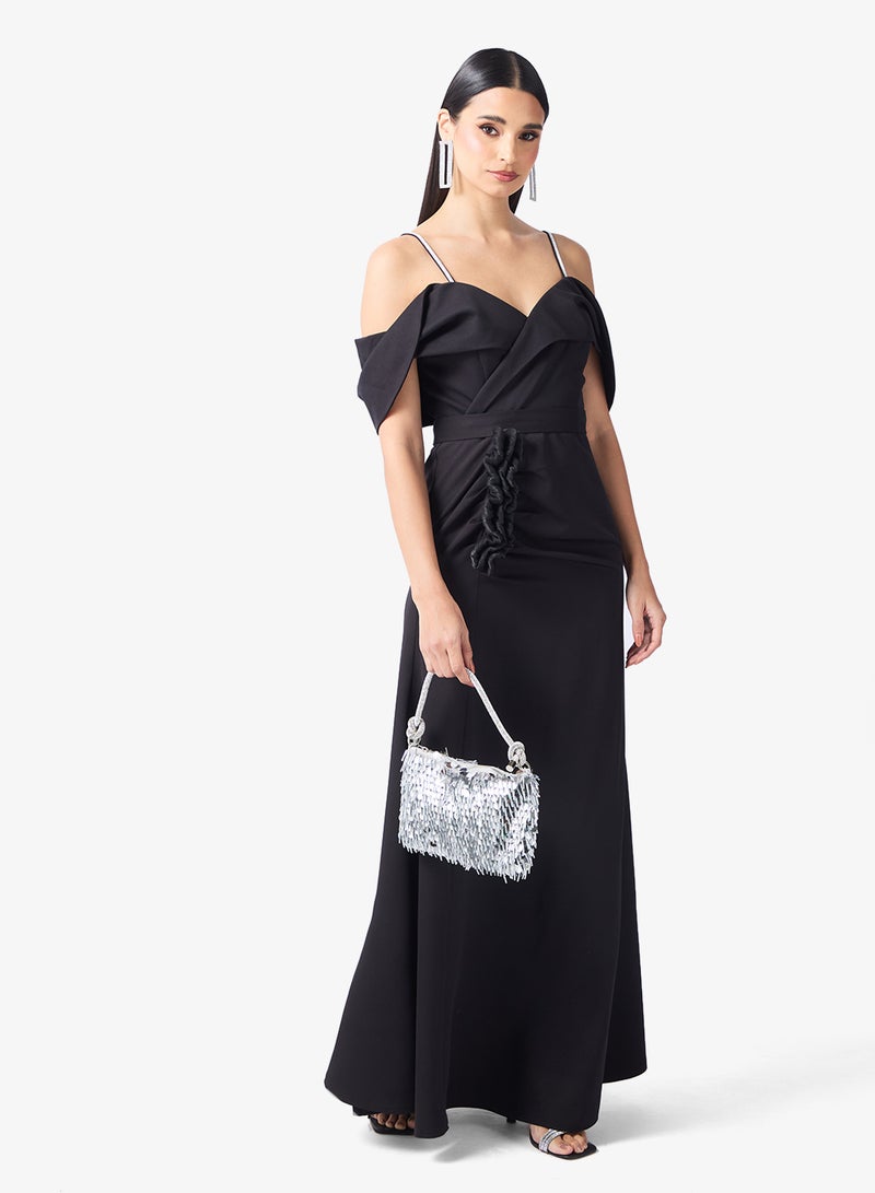 نمشي x فستان حورية البحر بكتف مكشوف وتفاصيل مجمعة - Image 5