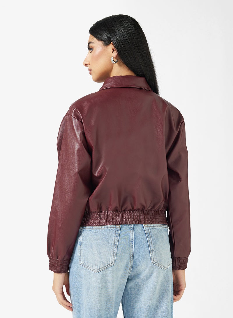 ELLA Cropped PU Jacket - Image 2