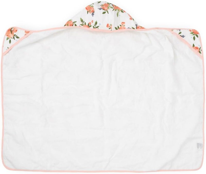 Little Unicorn Cotton Hooded Towel for Big Kids - Watercolor Roses Design - Image 2