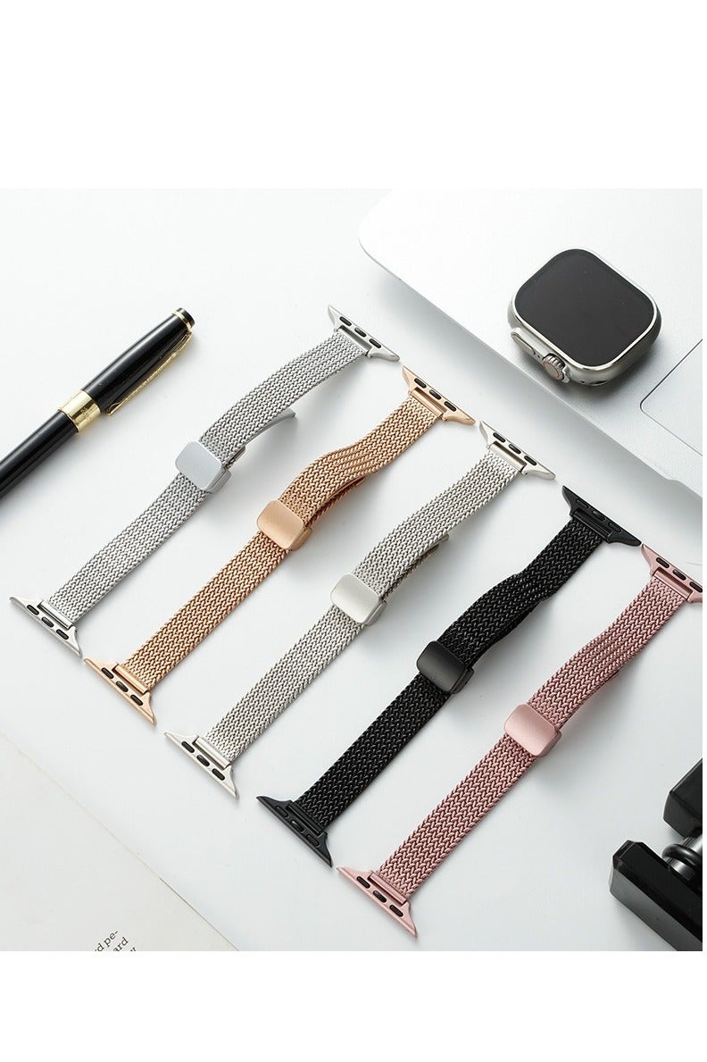 BESTPEAK 2 Pack Magnetic Metal Bands Compatible with Apple Watch Band 38mm 40mm 41mm , Adjustable Magnetic Metal Strap Thin Waterproof Wristbands Compatible with iWatch Apple Watch Series11 10 8 7 6 5 4 3 2 1（41/40/38/42mm（Series 11/10）2pcs-Black + Rose Pink - Image 5