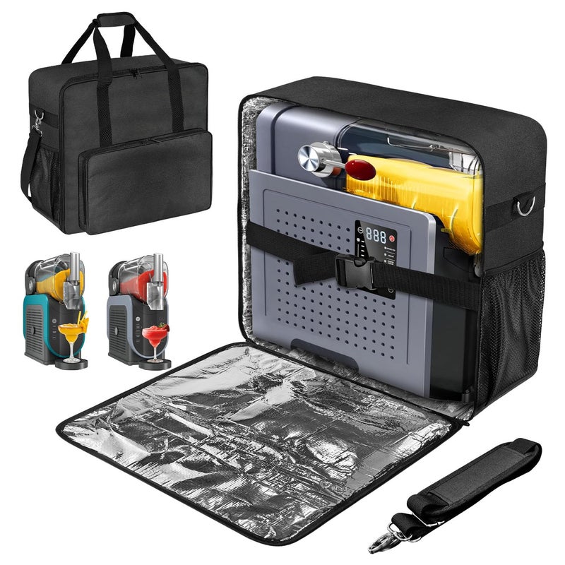 BOHEMIABY 2025Thermal Slushie Machine Carrying Bag Large Portable Slushie Carrying Case for Ninjaa Fs301 Fs300 Large Opening Design Thick Padding Removable Shoulder Strap Accessory Bag Black - Image 2