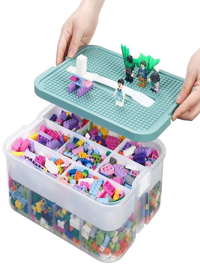 Douorgan Toy Storage Organizer for Lego Stackable Organizer Bins with Compartments Portable Containers with Lids Building Blocks Miniature Organizer Storage Box Toy Chest Case (1 Layer) - Image 1