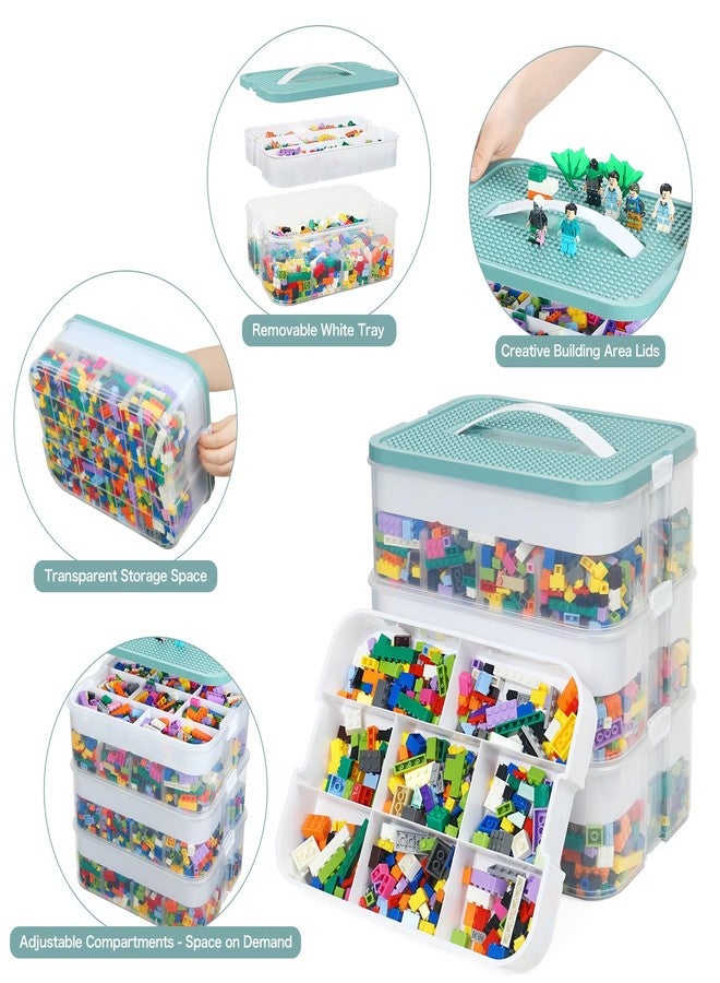Douorgan Toy Storage Organizer for Lego Stackable Organizer Bins with Compartments Portable Containers with Lids Building Blocks Miniature Organizer Storage Box Toy Chest Case (1 Layer) - Image 3