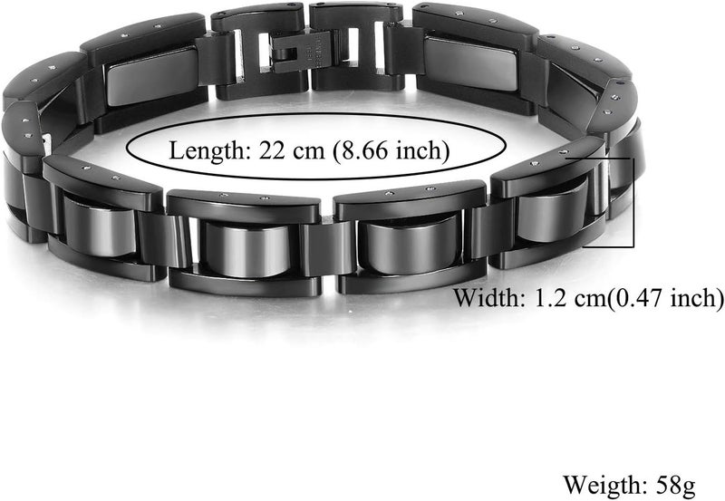 Feraco Mens Magnetic Bracelets, Classic Balck Titanium Stainless Steel Bracelets with Natural Hematite Magnet Stones,Men's Jewelry Gifts,8.66 inch - Image 3