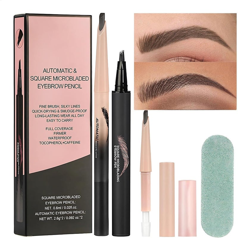 Curved Eyebrow Pen Effortless Eyebrow Pencils For Women Upgraded Liquid Eyebrow Pen With 4Prong MicroFork Tip Applicator Brow Tint Makeup Teardrop Angled Brush