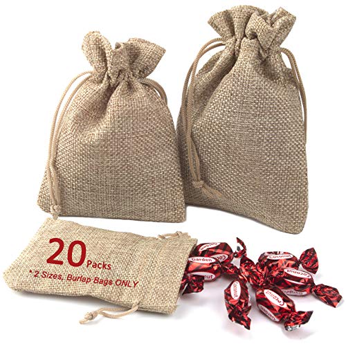 ADVcer Burlap Bags with Drawstring Set, 5.5 x 4 and 4.8 x 3.5, Sacks 20 for Small Favor, Gift, Treat, Goodie, Party, Jewelry, Little Sachet, Coffee Bean, Mini Decor, Craft, Candy, Tea Storage (Linen) - Image 1