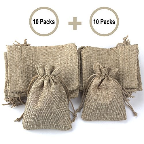 ADVcer Burlap Bags with Drawstring Set, 5.5 x 4 and 4.8 x 3.5, Sacks 20 for Small Favor, Gift, Treat, Goodie, Party, Jewelry, Little Sachet, Coffee Bean, Mini Decor, Craft, Candy, Tea Storage (Linen) - Image 2