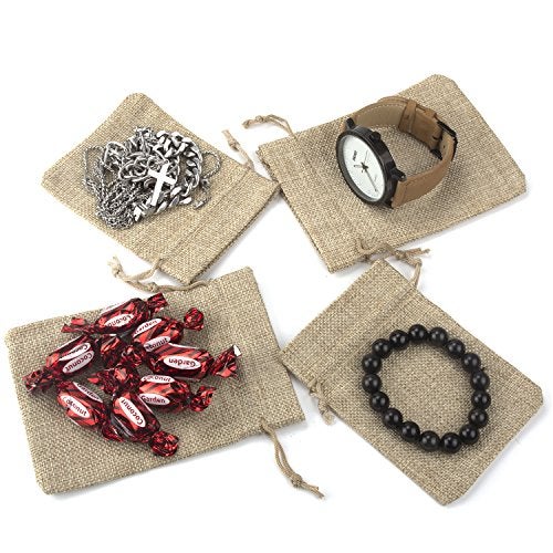 ADVcer Burlap Bags with Drawstring Set, 5.5 x 4 and 4.8 x 3.5, Sacks 20 for Small Favor, Gift, Treat, Goodie, Party, Jewelry, Little Sachet, Coffee Bean, Mini Decor, Craft, Candy, Tea Storage (Linen) - Image 4