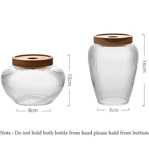 Krevia Food Storage Jar Container | Wood Lids With Glass Jars Vertical sealed Bottle Jar| Food Storage Tank Grains Suitable For Cookie Jar Clear Candy Tea Coffee Beans Set of 2(1100ML+ 950ML) - Image 2