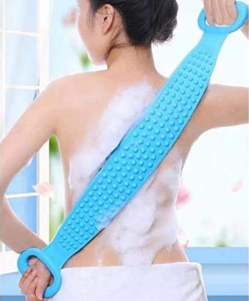 TLISMI Silicone Body Back Scrubber & Massager - Double Sided Bath Brush for Deep Cleaning, Exfoliating, Massaging Dead Skin Removal Easy to Clean Lathers Well Bathing Belt for Men & Women (Multicolor) - Image 4