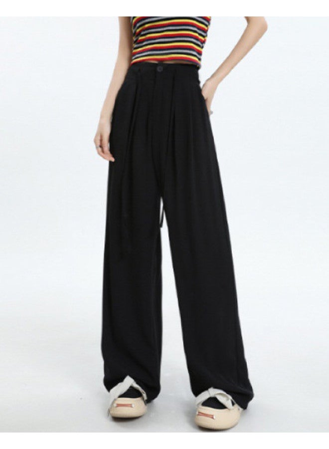XINYANG Slim Wide-leg Pants For Women 2025 Summer - Flowy Straight-leg Trousers, Petite-friendly High-waisted Office Pants With Slimming Effect - Image 1