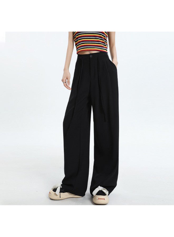 XINYANG Slim Wide-leg Pants For Women 2025 Summer - Flowy Straight-leg Trousers, Petite-friendly High-waisted Office Pants With Slimming Effect - Image 5