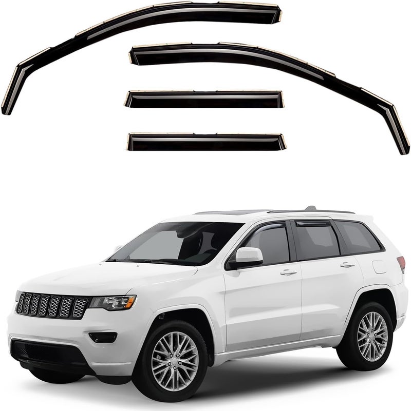 GrandWheel Co Smoke Tinted In-Channel Side Window Vent Visor Deflectors for Jeep Grand Cherokee 2011-2020 - 4pcs - Image 1