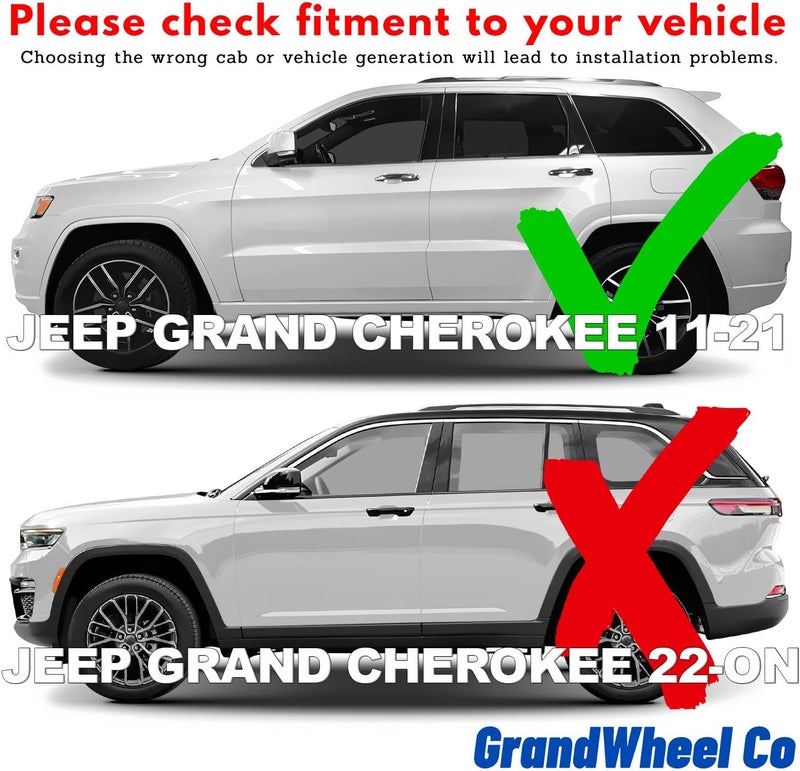 GrandWheel Co Smoke Tinted In-Channel Side Window Vent Visor Deflectors for Jeep Grand Cherokee 2011-2020 - 4pcs - Image 2