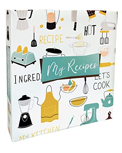 Better Kitchen Products Recipe Binder, Full Page 3 Ring Standard Binder Organizer Set (with 50 Page Protectors & 12 Category Divider Tabs) 11.5" x 12" Vintage Kitchen Design - Image 1