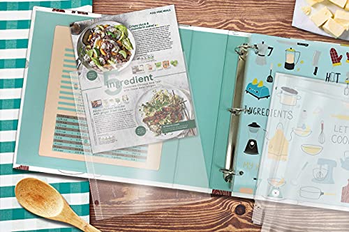 Better Kitchen Products Recipe Binder, Full Page 3 Ring Standard Binder Organizer Set (with 50 Page Protectors & 12 Category Divider Tabs) 11.5" x 12" Vintage Kitchen Design - Image 4