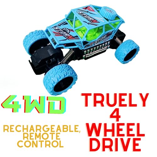 VRION® Off-Road 4x4 Rechargeable Stunt Car with 4WD - Remote Control Rock Crawler CAR 4X4 Wheel Drive Rally Car - The Mean Monster Machine in Plastic Blue Colour (Style 6) - Image 4