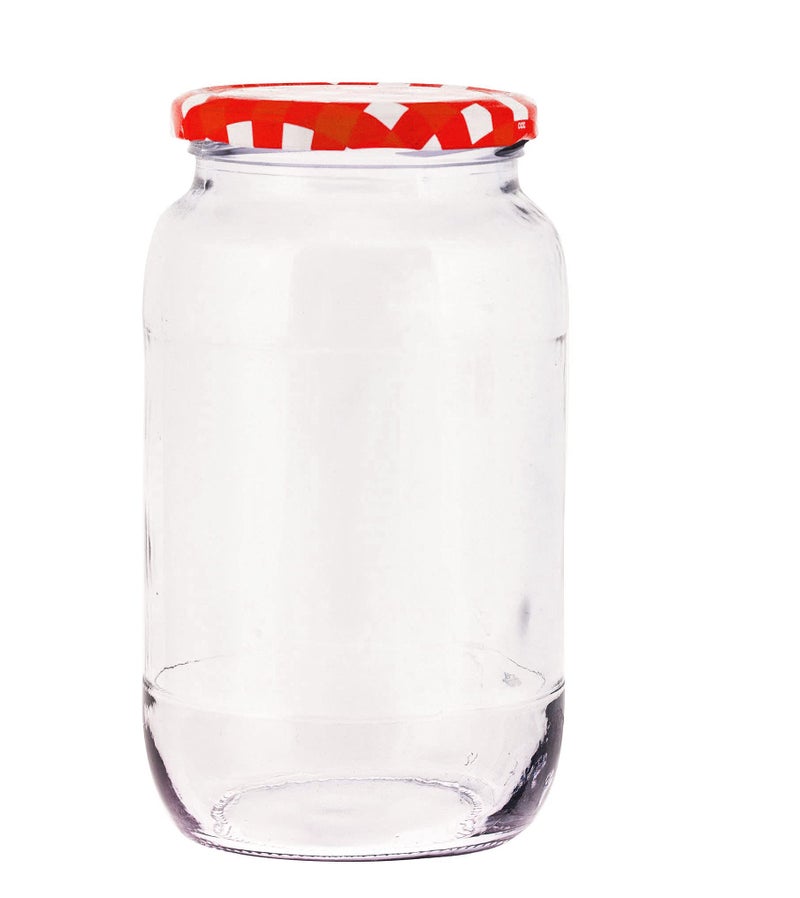 MACHAK مجموعة علب تخزين كبيرة من زجاج ماشاك للمطبخ 1kg، أغطية مربعة حمراء (مجموعة من 3) - Image 4