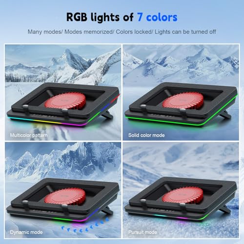 IETS GT600 RGB Laptop Cooling Pad Equipped with Gigantic Turbo-Fan（5.5inch Diameter）,Sealed Foam for Rapid Cooling Gaming Laptop,14.1-19.3 inch Laptop Cooler with 3-Port USB Hub,Dust Filter - Image 4
