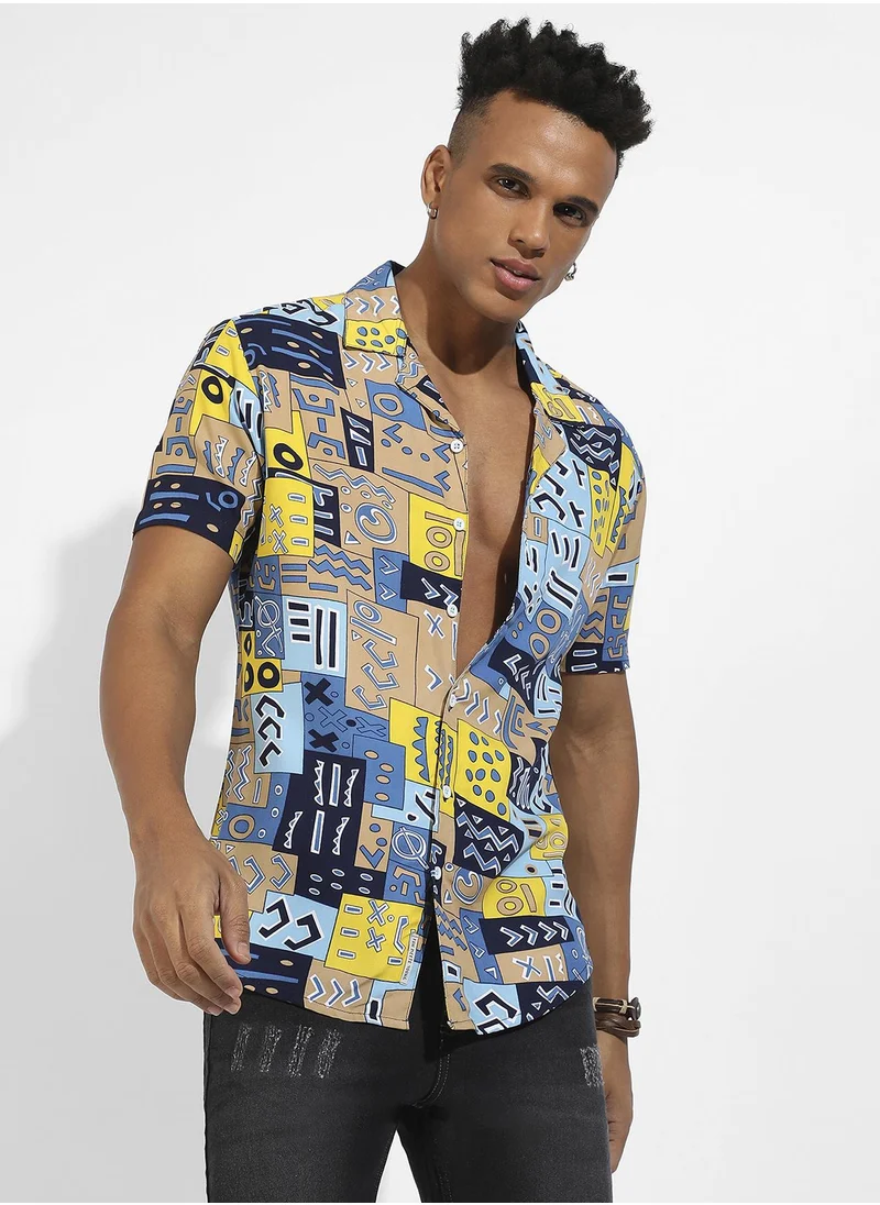 Instafab Plus Aztec Print Shirt