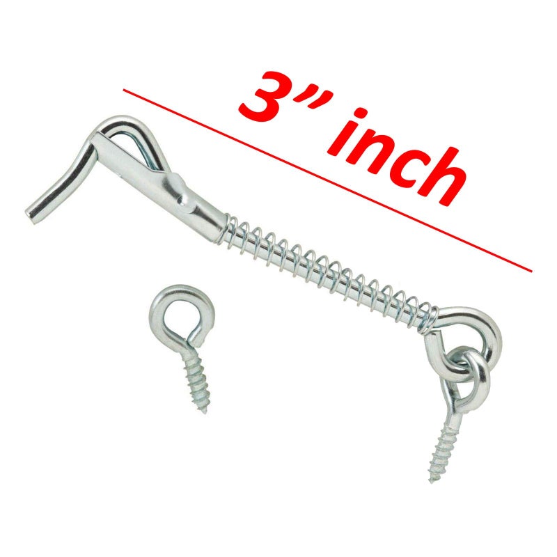 Wideskall Zinc Plated Wire Gate Hook and Eye Latch with Spring Lock (Pack of 4) - Image 4