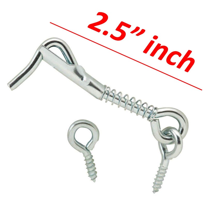 Wideskall Zinc Plated Wire Gate Hook and Eye Latch with Spring Lock (Pack of 4) - Image 3