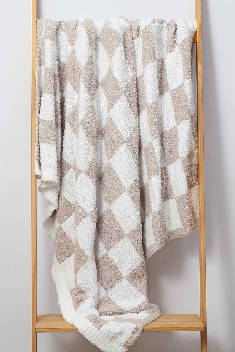 CREVENT Ultra Soft and Plush Reversible Microfiber Throw Blanket for Couch Sofa and Bed (127x152cm Checkered Beige) - Image 4