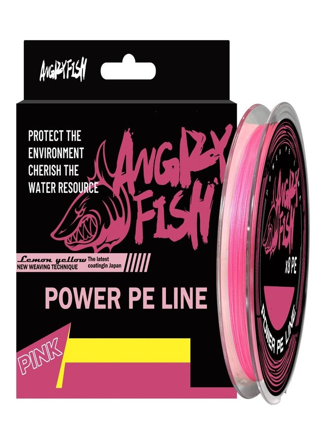 ANGRYFISH Pink PE Braided Fishing Line - High-Visibility to Anglers, Invisible to Fish - Ultra-Strong & Abrasion Resistant - Thinner Diameter for Longer Casts - Saltwater Freshwater Use(6LB/300Yds) - Image 1