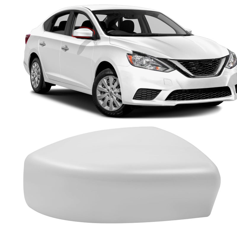 Moonlinks Compatible with Nissan Sentra 2013 2014 2015 2016 2017 2018 2019 Right Side Mirror Cover Replacement White Primer Right Passenger Side Door Rearview Mirror Cap Trim