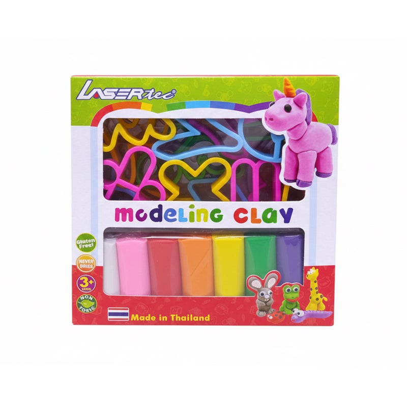 Modeling Clay Set – 7 Round Sticks with Arabic Letter Molds (PS Tray)