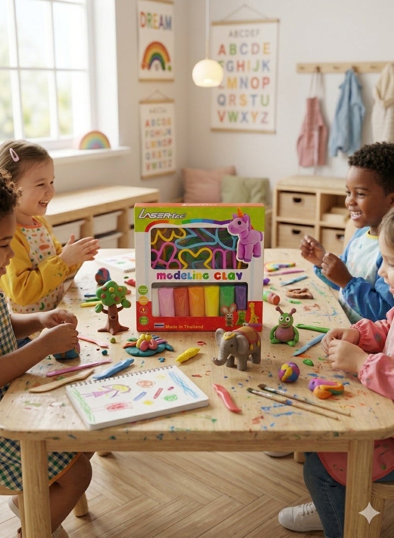 Lasertec Modeling Clay Set – 7 Round Sticks with Arabic Letter Molds (PS Tray) – Creative Educational Fun for Kids, Non-Toxic and Colorful, Enhances Motor Skills and Artistic Expression - Image 5